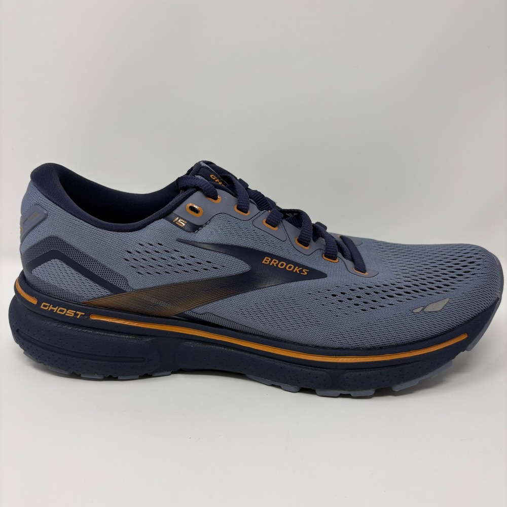 Brooks Ghost 15 Men's Size 8.5 Blue Orange Athletic Running Shoes (1103931D025)